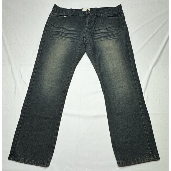 Brooklyn Xpress Men's Dark Wash Baggy Wide Leg Blue Denim Jeans - Size 40x30.5 - Picture 1 of 7